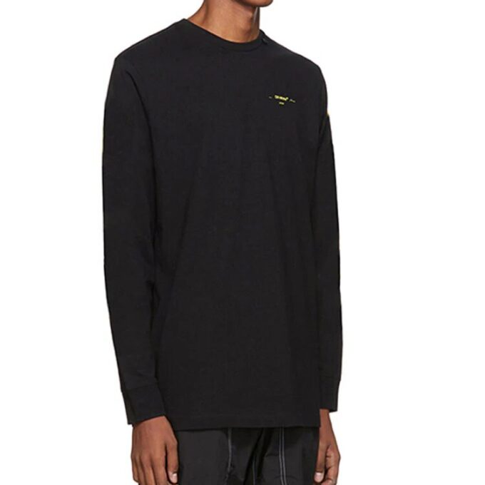 Cotton Logo Printing Long Sleeves Black