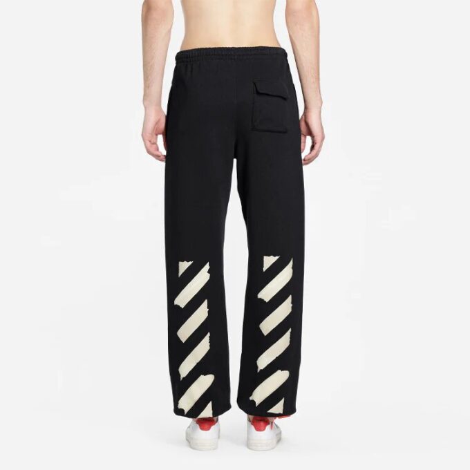 Cotton Mens Logo Loose Stripe Sweatpants Tape