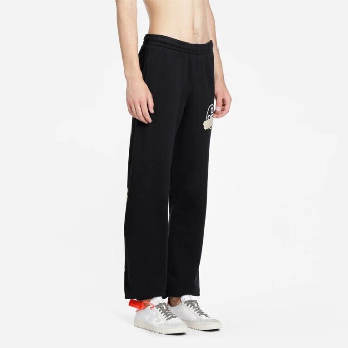 Cotton Mens Logo Loose Stripe Sweatpants Tape