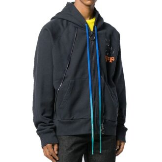 Cotton Printing Hooded Jacket Men Black