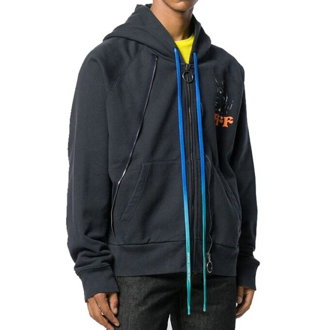 Cotton Printing Hooded Jacket Men Black