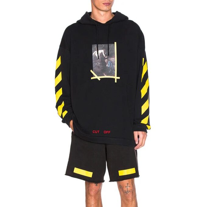 Cotton Printing Logo hooded Long Sleeves Black