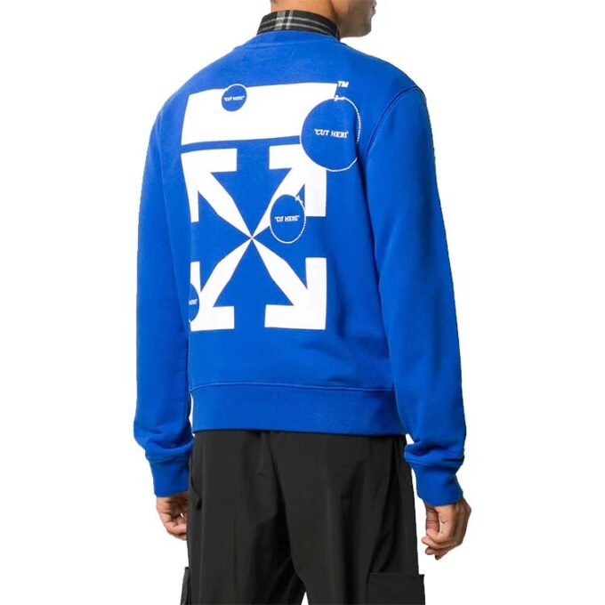 Cut Here Logo Printing Pullover Blue