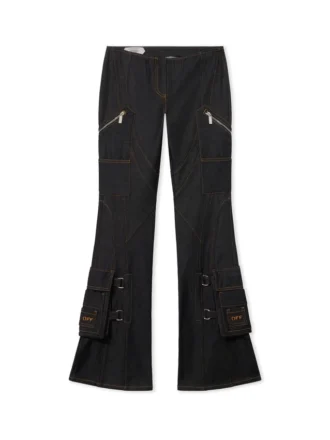 Denim Pocket Belt Flare Pants