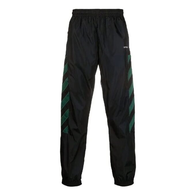 Diag Nylon Track Pant “Black//White”