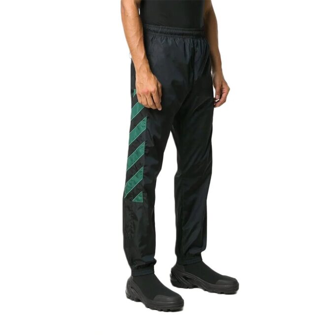 Diag Nylon Track Pant “Black//White”