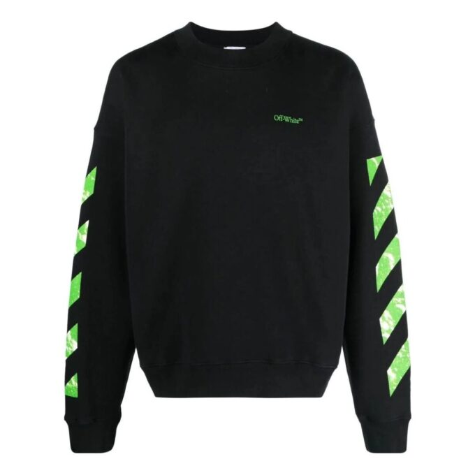 Diag Stripe Cotton Sweatshirt “Black”