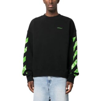 Diag Stripe Cotton Sweatshirt “Black”