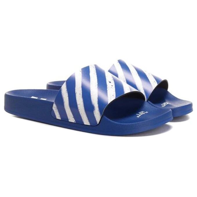 Diag Stripe Slippers Blue/White