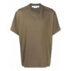 Diag Tab Solid Color Round Neck Short Sleeve Olive Green