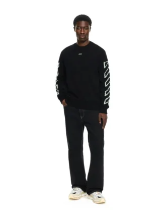 Diagonal Arrow Fuzzy Crewneck Sweater
