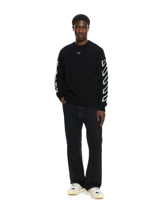 Diagonal Arrow Fuzzy Crewneck Sweater Diagonal Arrow Fuzzy Crewneck Sweater