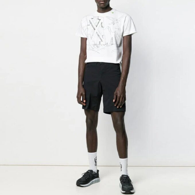 Diagonal Eagle Printing Short Sleeve White