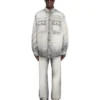 Diagonal Embroidered Denim Military Overshirt Diagonal Embroidered Denim Military Overshirt