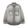 Diagonal Embroidered Denim Military Overshirt Diagonal Embroidered Denim Military Overshirt