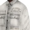 Diagonal Embroidered Denim Military Overshirt Diagonal Embroidered Denim Military Overshirt