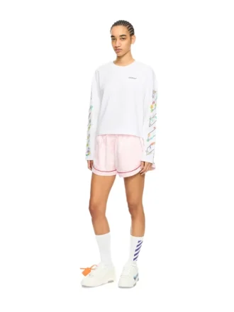 Diagonal Glowing Flower Long-Sleeved T-shirt