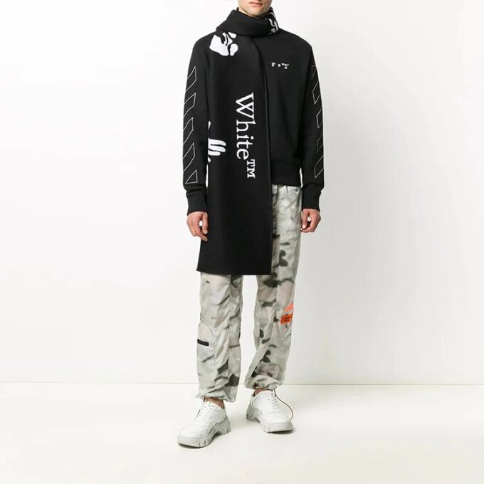 Diagonal Stripes Logo Pullover Men Black