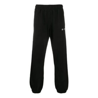 Diagonal Stripes Printing Trousers Men Black
