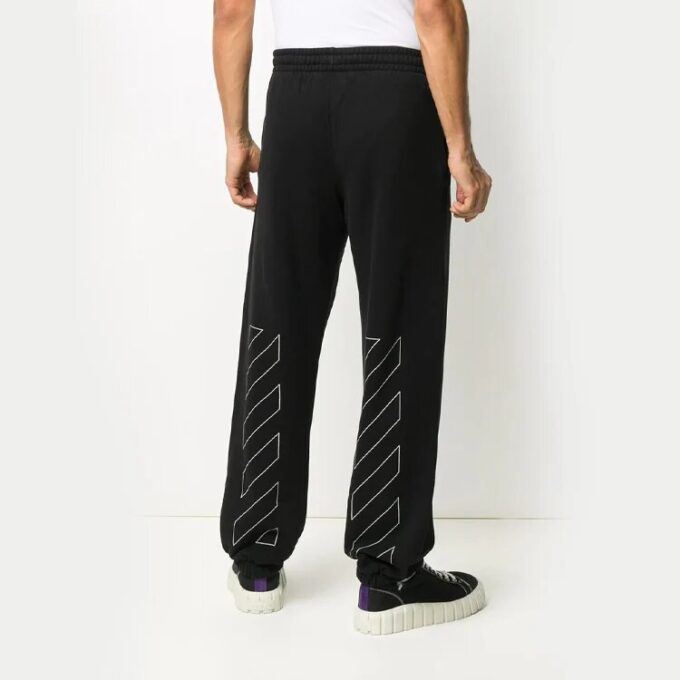 Diagonal Stripes Printing Trousers Men Black