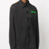 Distressed Printing Denim Jacket Men Black