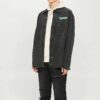 Distressed Printing Denim Jacket Men Black