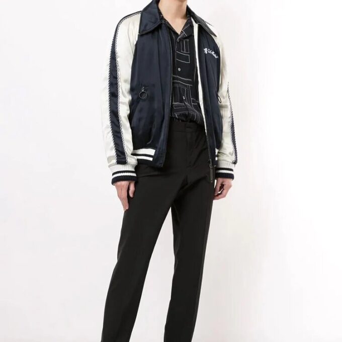 Double Sided Back Embroidered Jacket Navy Blue