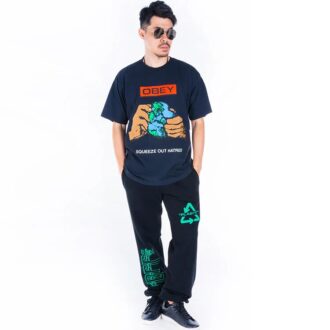 Embroidered Arrow Printing Long Pants Loose Fit Black