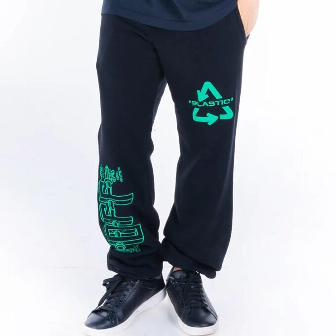 Embroidered Arrow Printing Long Pants Loose Fit Black