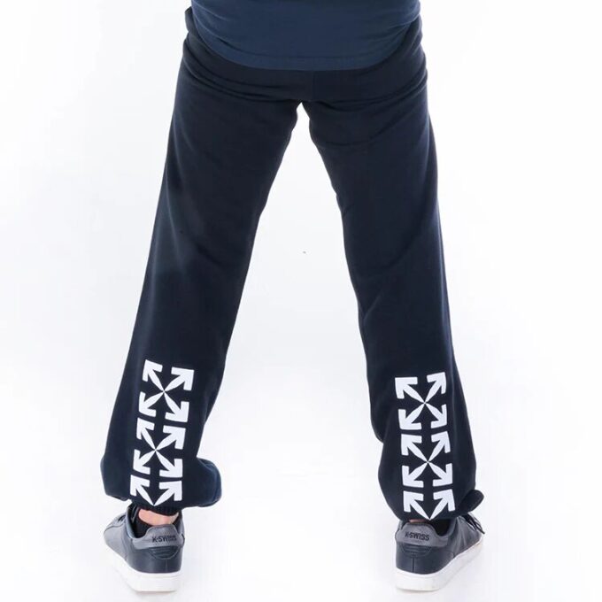 Embroidered Arrow Printing Long Pants Loose Fit Black