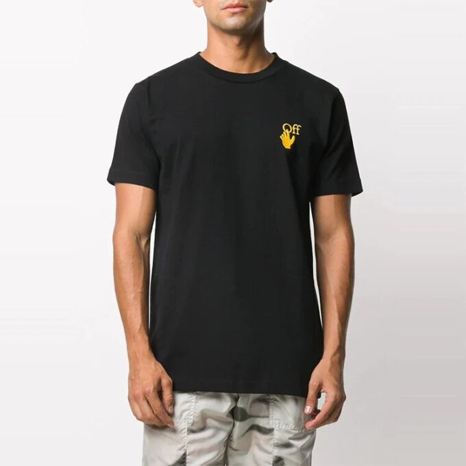 Embroidered Earth Printing Short Sleeve Black