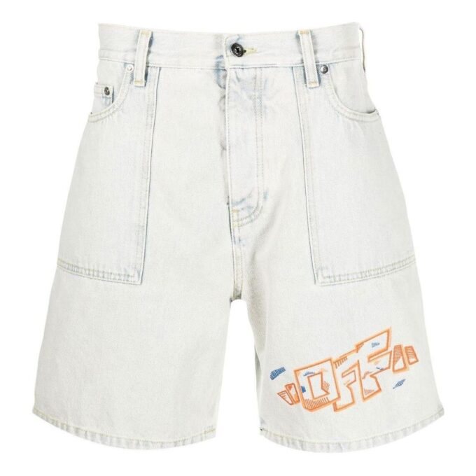 embroidered-logo Denim Shorts