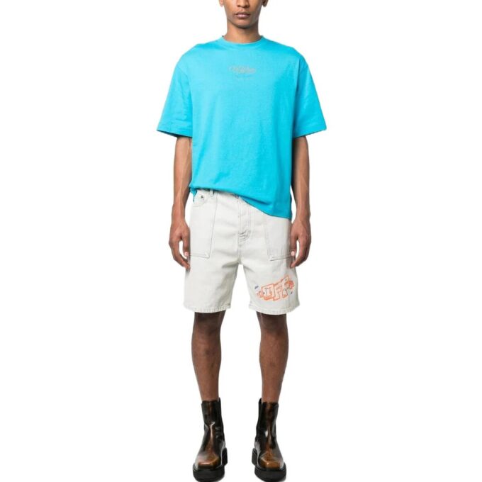 embroidered-logo Denim Shorts