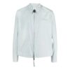 Embroidered Logo Zip-up Shirt “Blue”