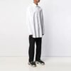 Embroidered Pattern Solid Color Long Sleeves Shirt Loose Fit White