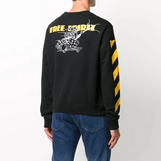 Embroidered Stripe Logo Pullover Black