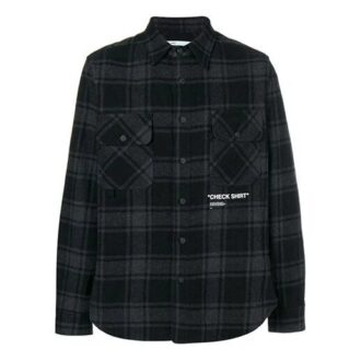 flannel Basic Loose Plaid Shirt Black Gray