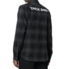 flannel Basic Loose Plaid Shirt Black Gray