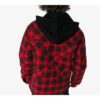 flannel hooded Plaid Shirt Jacket Red