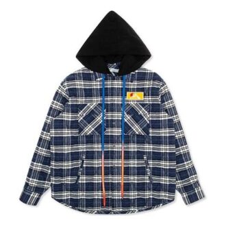 flannel Plaid Hooded Jacket Blue