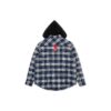 flannel Plaid Hooded Jacket Blue