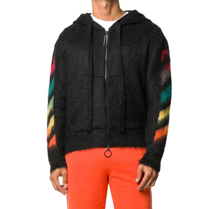 Fleece Zipper Hooded Jacket Black