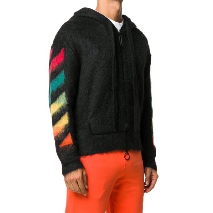 Fleece Zipper Hooded Jacket Black