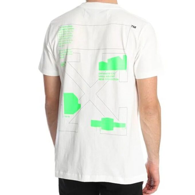 Fluorescence Alphabet Printing Short Sleeve White
