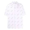 Full Print Short Sleeve Button Shirt Loose Fit White