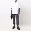 Full Print Short Sleeve Button Shirt Loose Fit White
