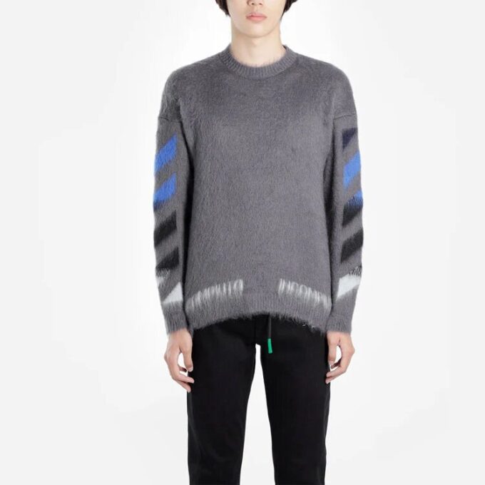 FW19 Arrow Mohair Sweater Men Grey