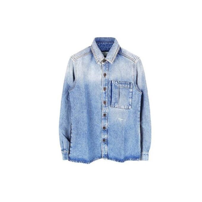 FW19 Doodle Denim Shirt Men Blue