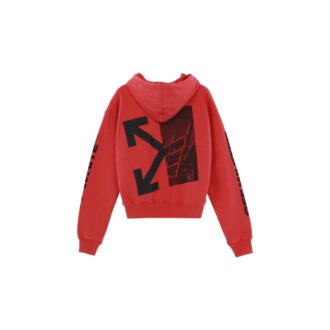 FW19 Splitted Arrows Oversized Graffiti Hooded Fleece Men Red