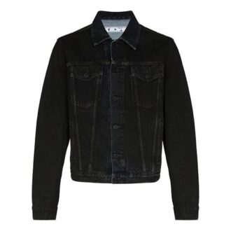 FW20 Arrow Printed Denim Jacket Men Black